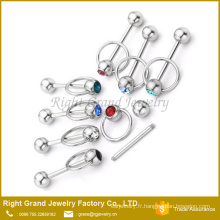 Acier inoxydable CZ Gem heurtoir Style Barbell langue bague Piercing